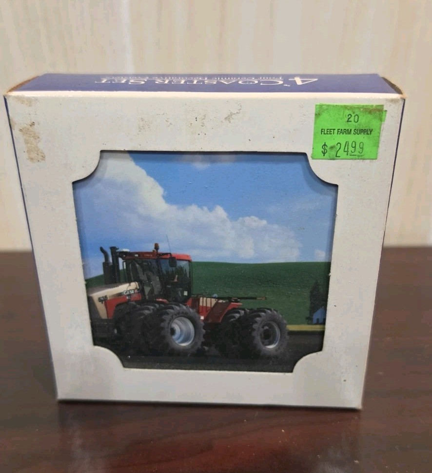 Case IH Tractor Ceramic Coaster Set 4 Tiles Dually New NIP Antique Farming