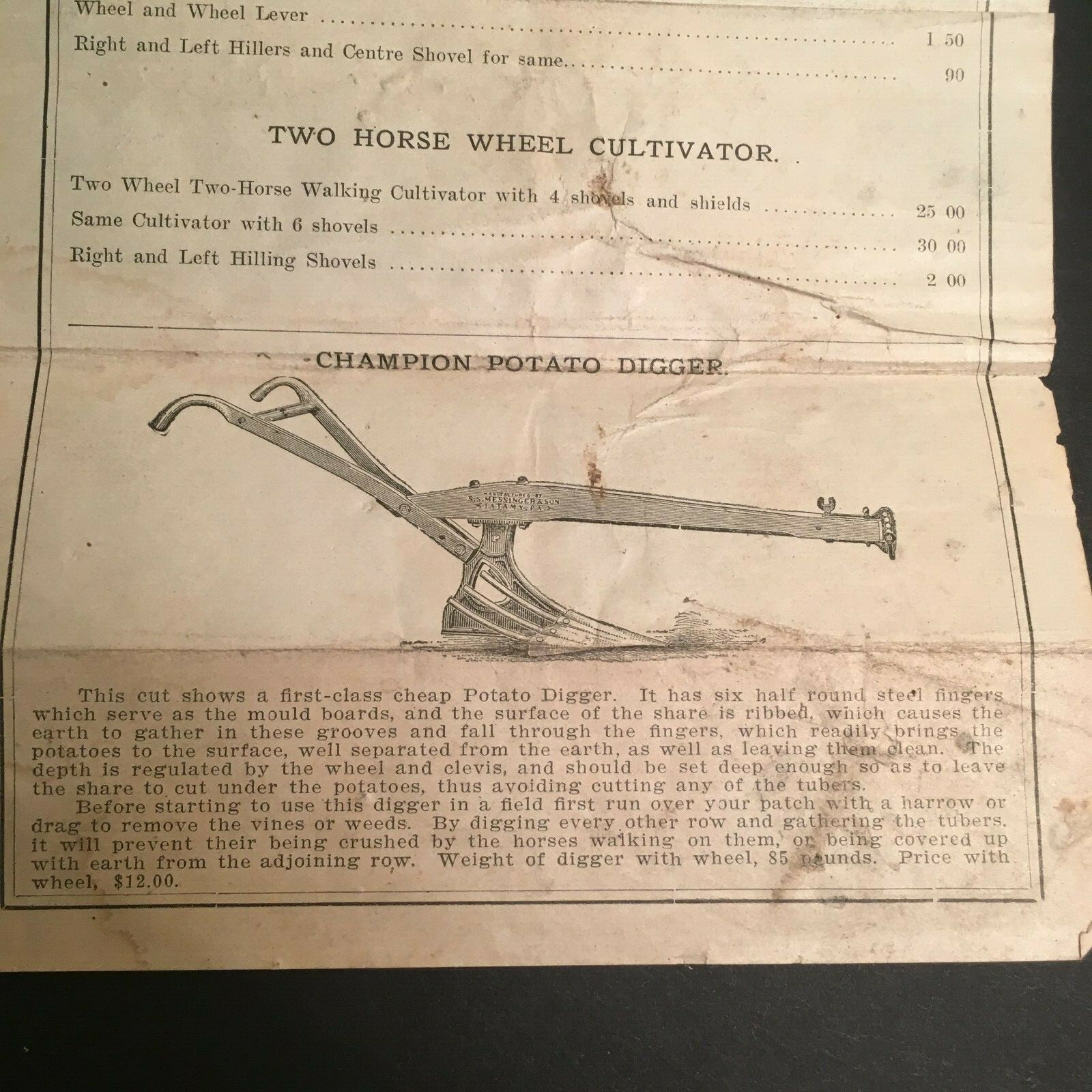 Plow & Cultivator Circular Empire Agricultural Works Original 1940&rsquo;s Advertising