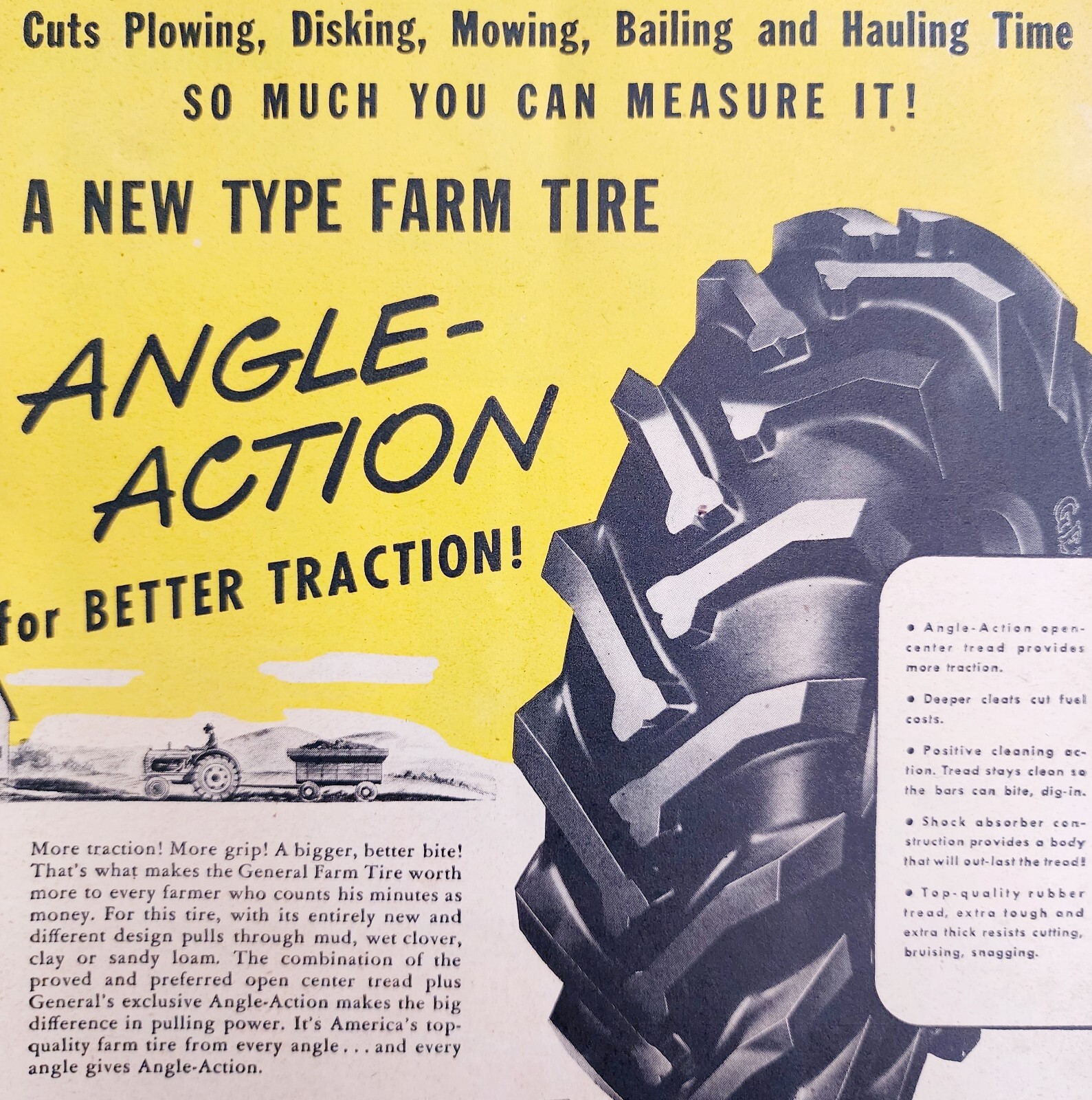 1947 General Farm Tires Advertisement Farming Tractor Agriculture DWNN16