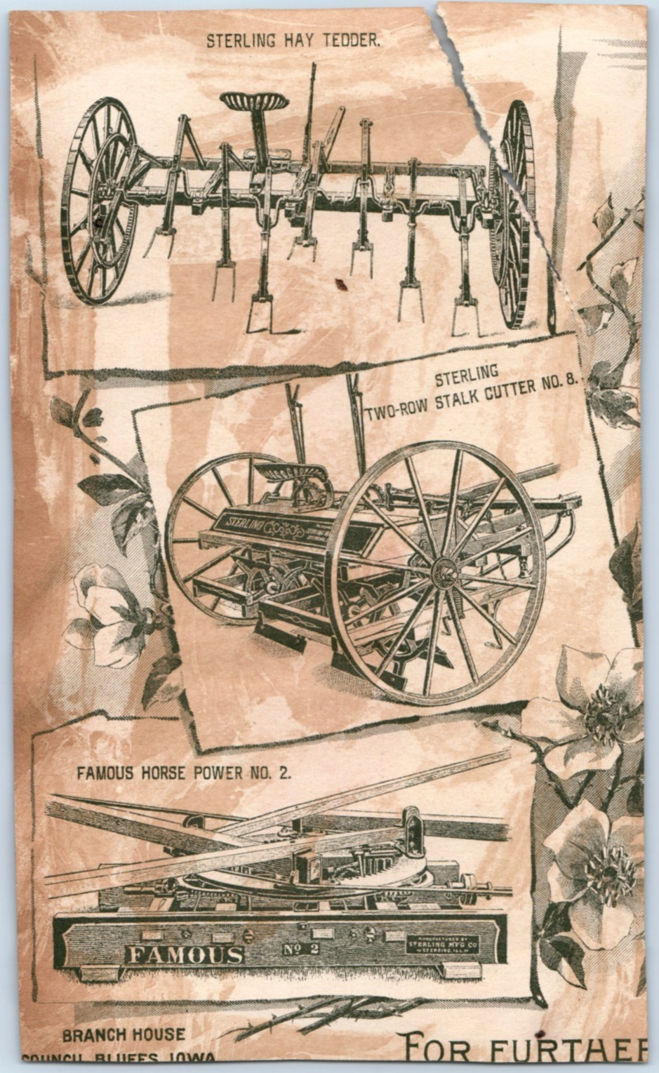 1880s Sterling Force Feed Seeder Disk Harrow Scrap Card Lot of 2 F148