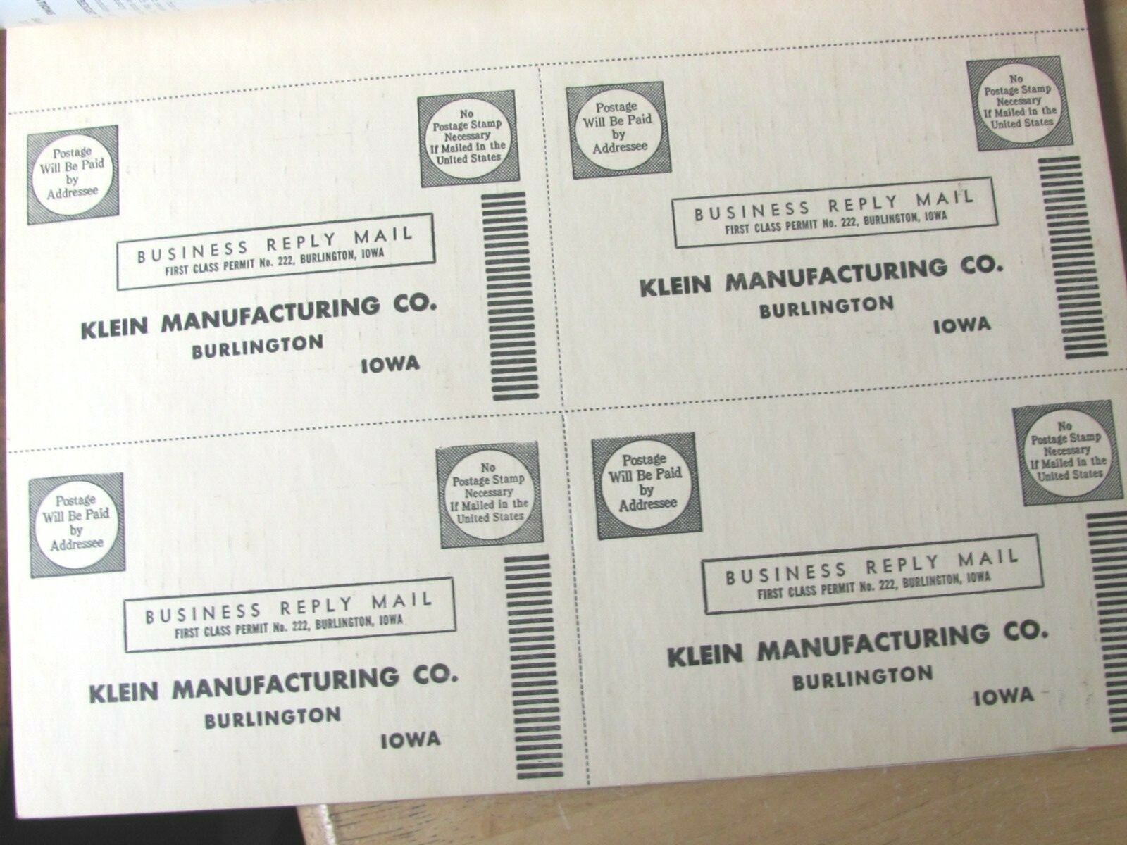 1965 SALES CATALOG BIG HUSKY CATTLE CHICKEN FARM EQUIPMENT KLEIN MFG BURLINGTON