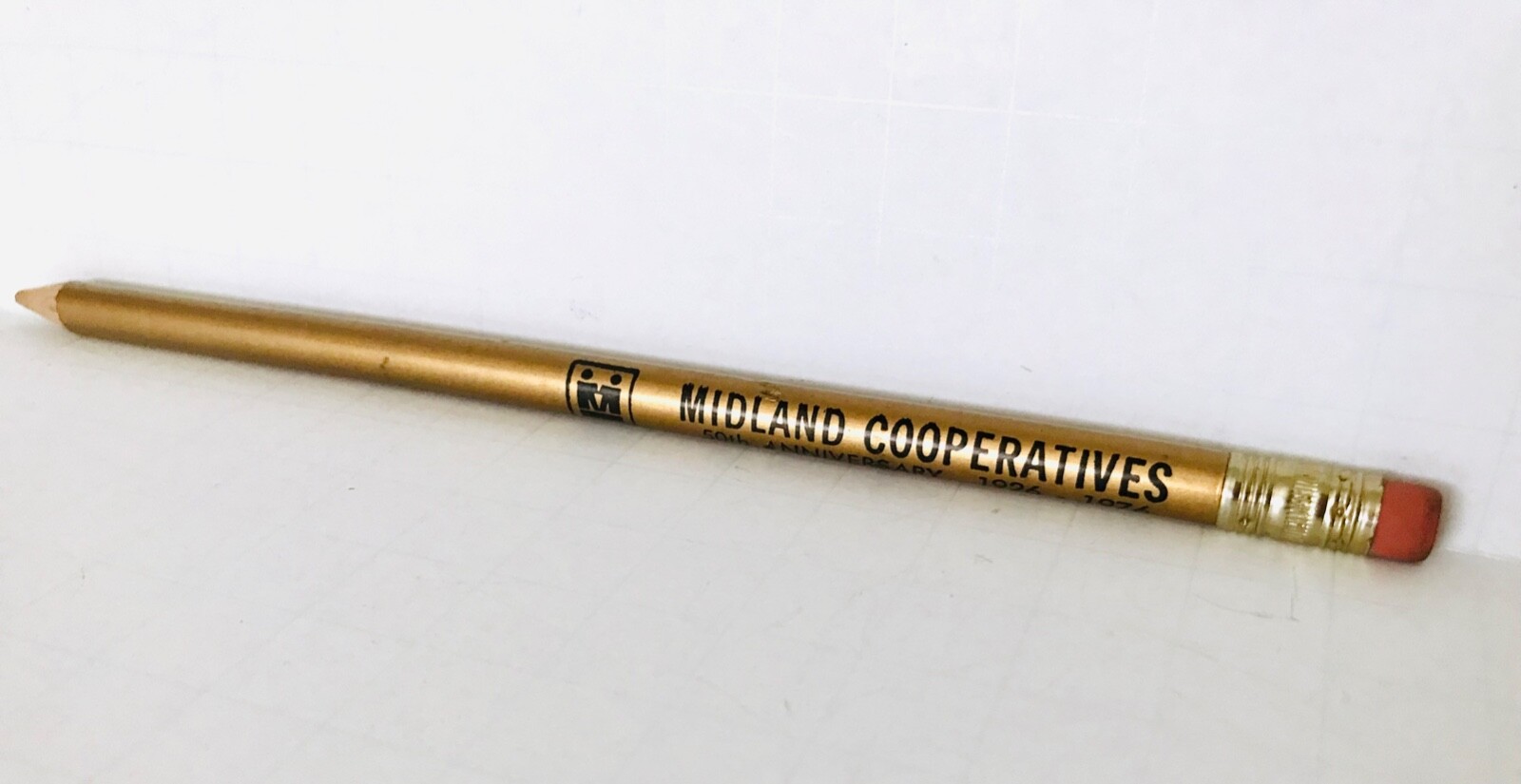 1926-1976 Midland Cooperatives 50th Anniversary Golden Wood Pencil Advertising