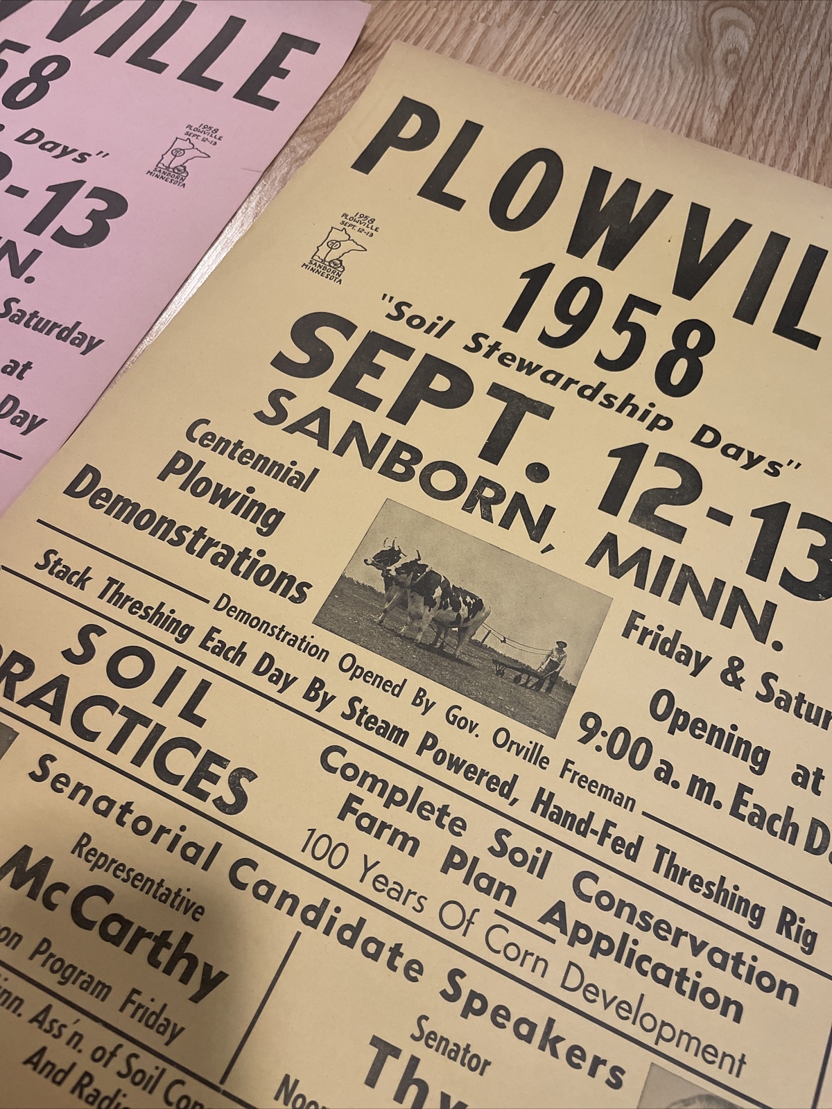 Sanborn MN Posters Plowville 1958 Plowing Threshing