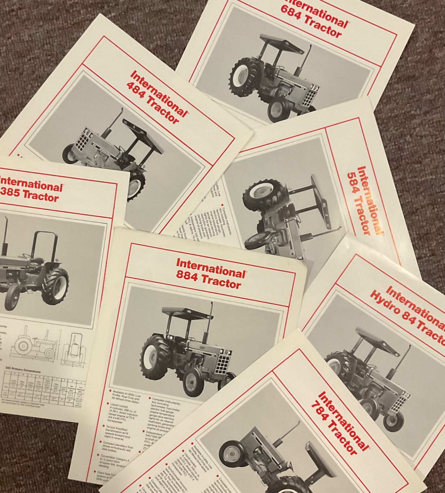 IH International 84 Series Tractor Spec Sheet Sales Brochure 7-piece lot