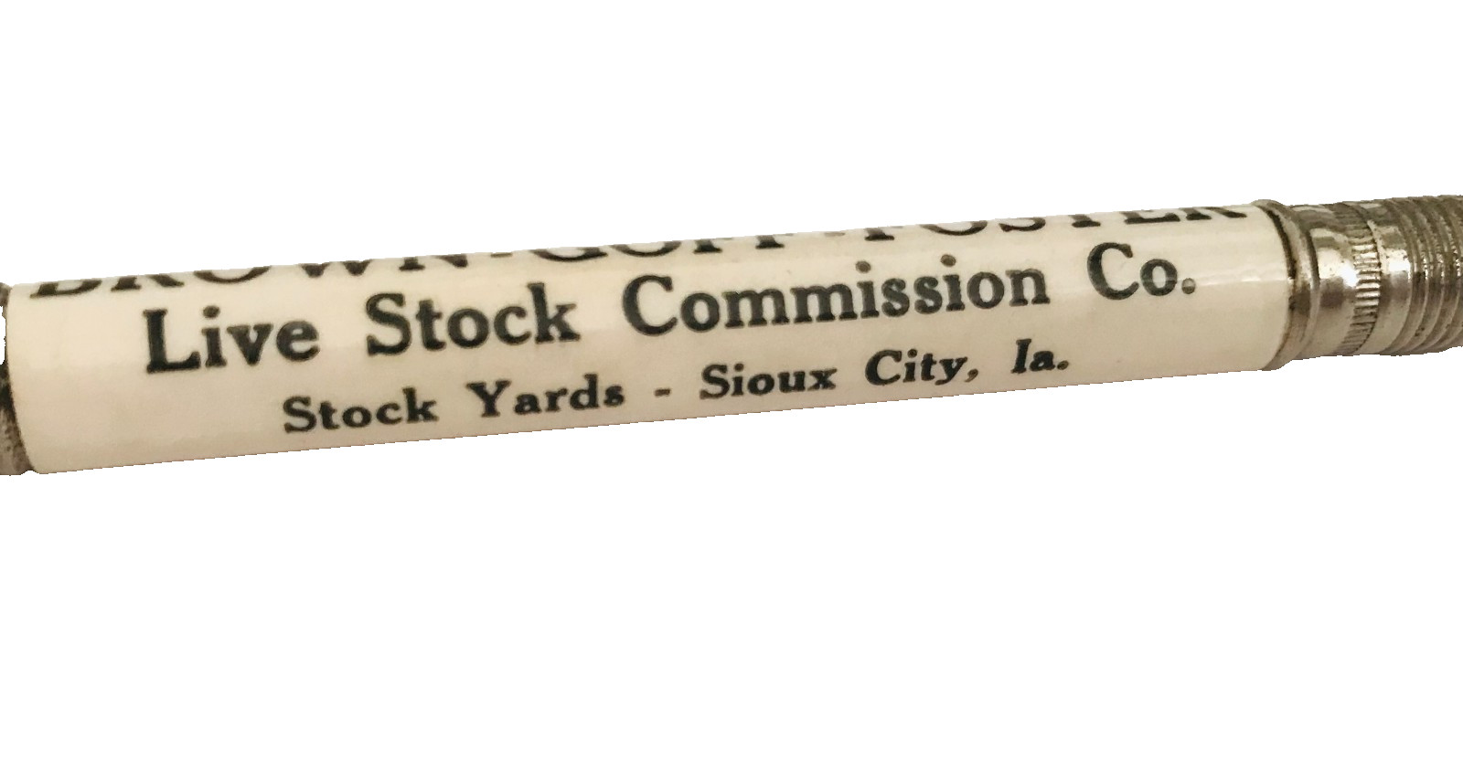 Vintage Live Stock Commission Bullet Pencil Sioux City IA Brown Goff Foster
