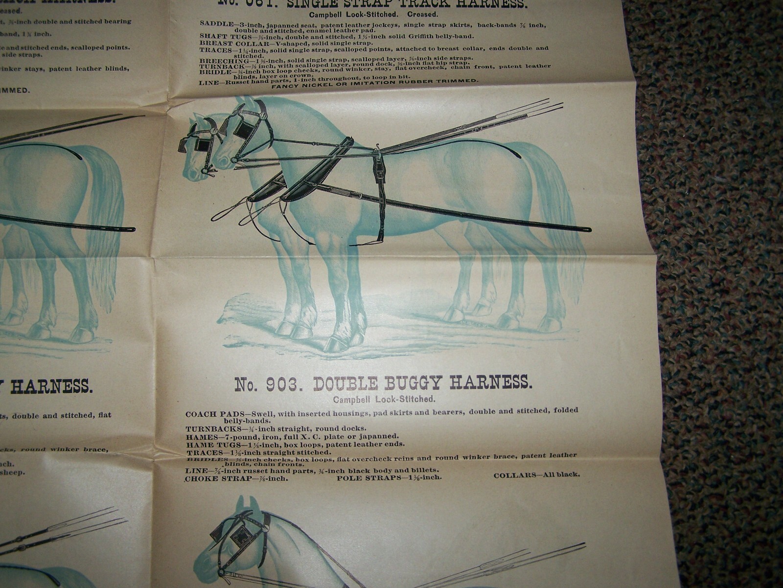 BANNER HARNESS Horse Farm Implement Sales POSTER Horse Drawn Implement Buggy WOW
