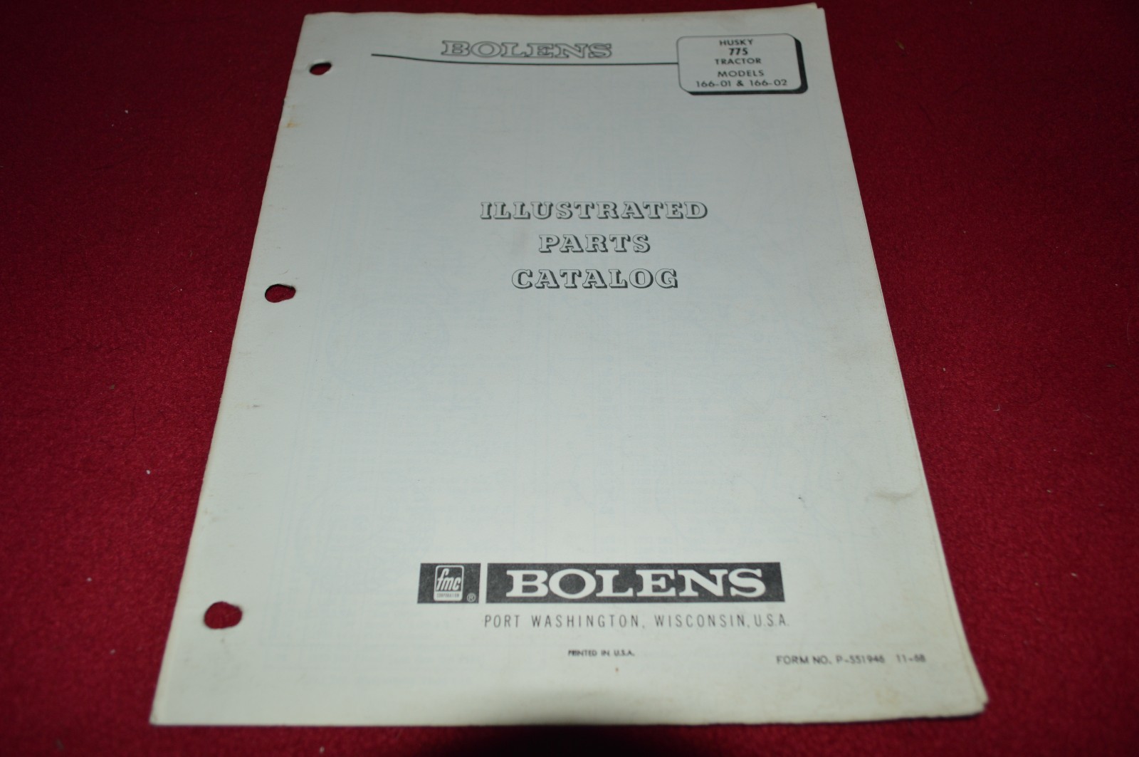 Bolens Husky 775 166-01 166-02 Tractor Dealer&rsquo;s Parts Book Manual CHPA