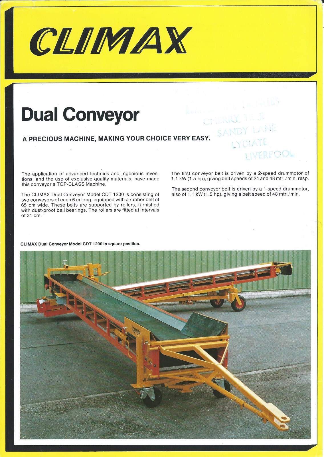Farm Equipment Brochure – Zijlstra & Bolhuis Peal Climax Dual Conveyor (F5456)
