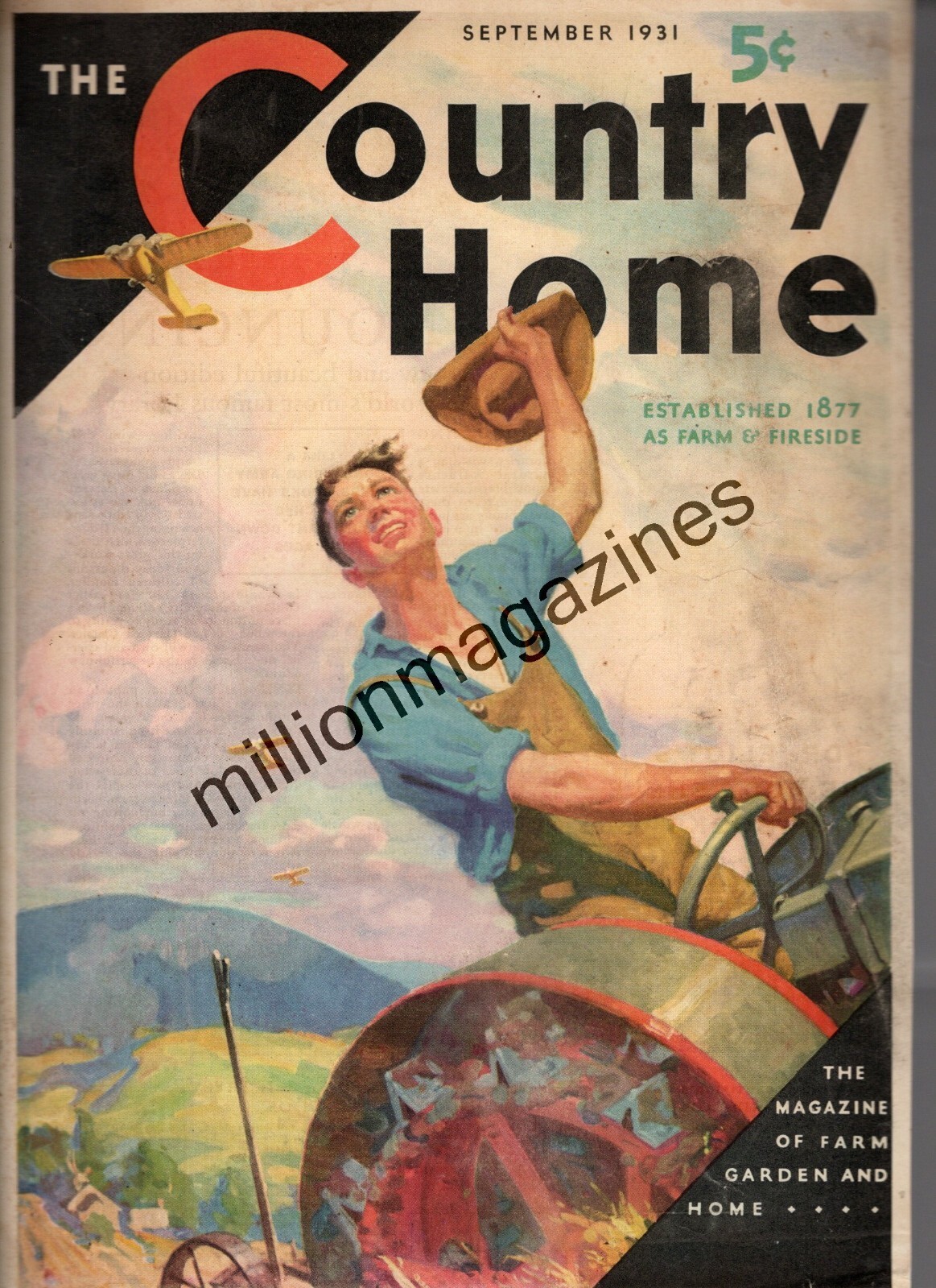 1931 Country Home September original cover only – Driving the Farm tractor