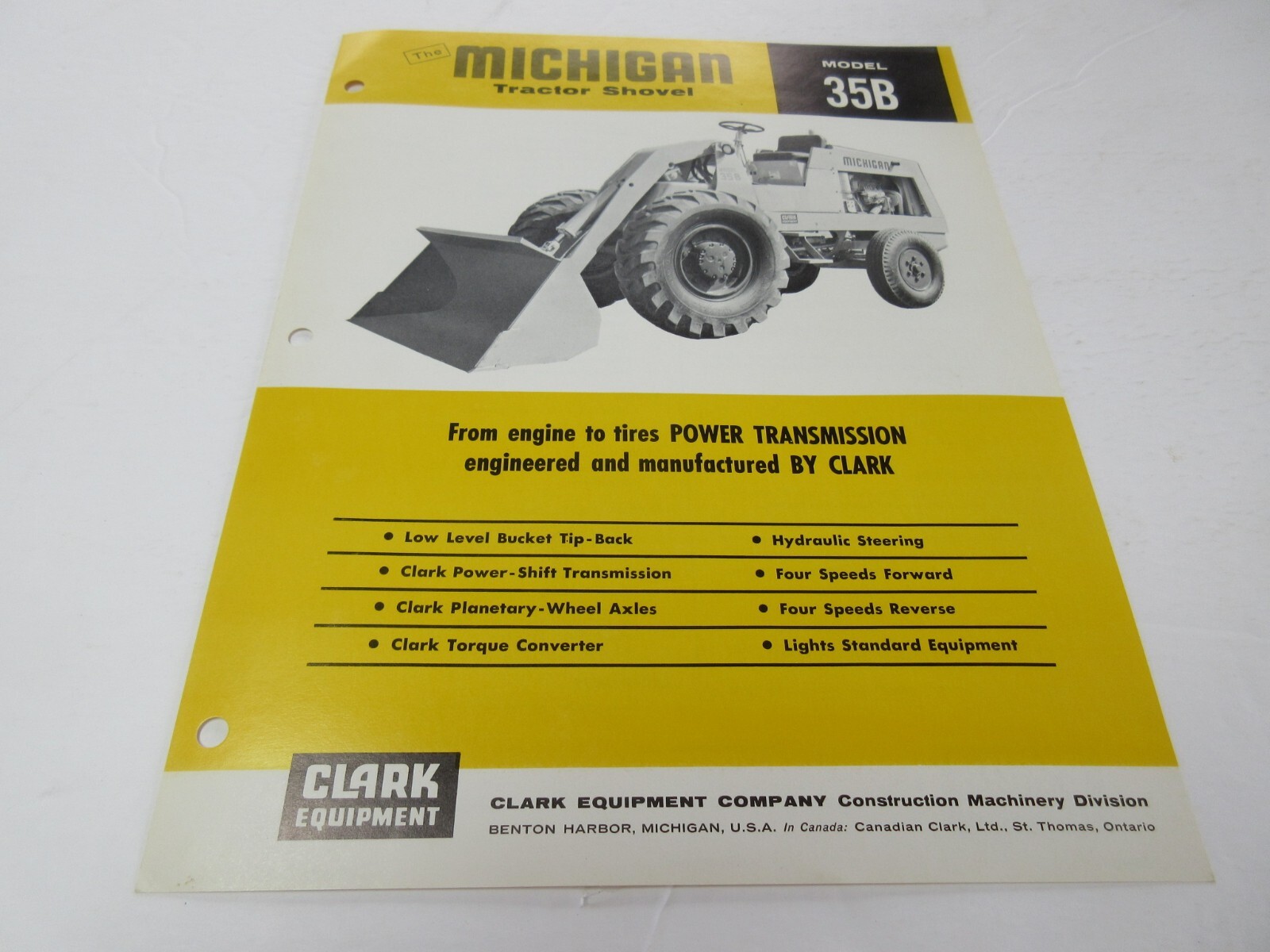 Clark Michigan 35B Tractor Shovel (Wheel Loader) 2 Page