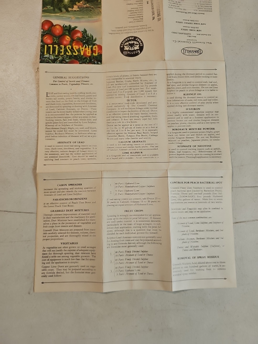 Vintage 1933 Grasselli Farm Spray Products Brochure Crop Dusting & Growers Guide