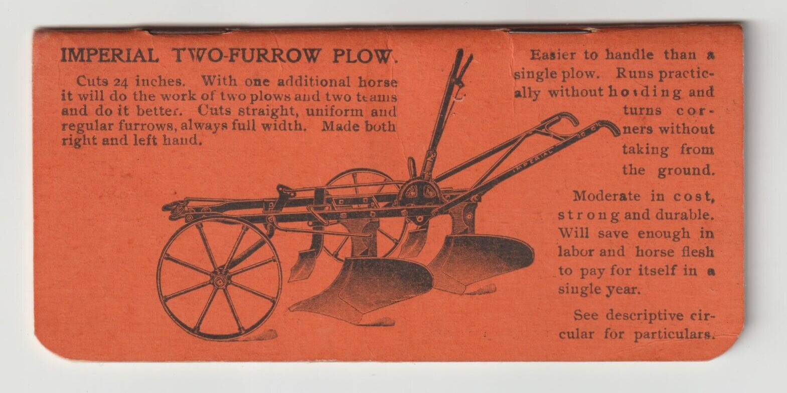 Antique Advertising Notepad Bucher & Gibbs Plow Co. Harrows , Cultivators 1912
