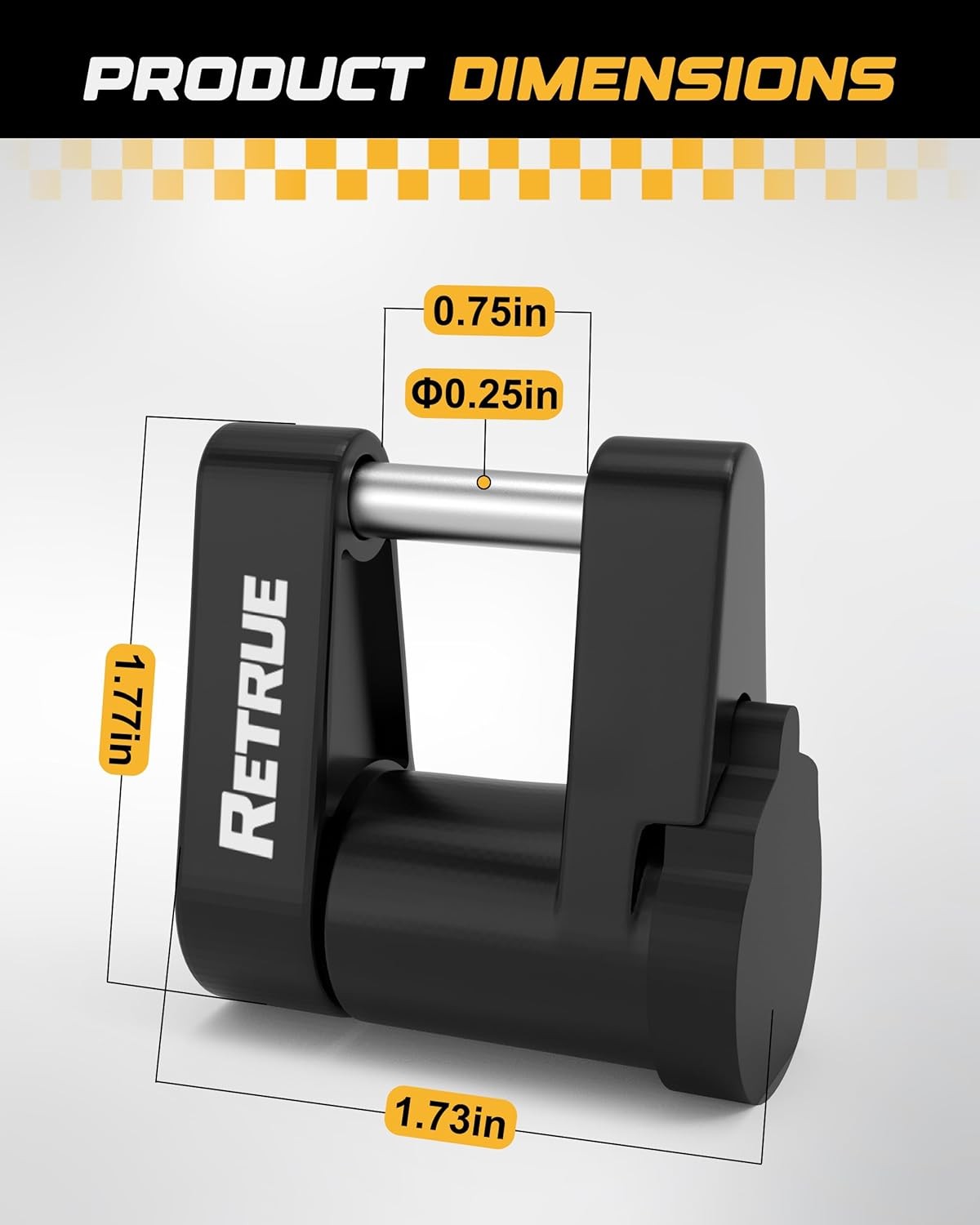 RETRUE Trailer Tongue Coupler Lock with Cap, Trailer Hitch Lock,Dia 1/4 Inch, 3/