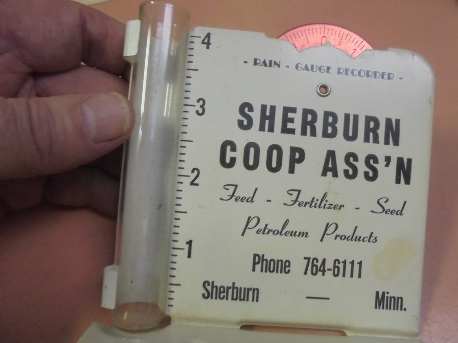 Vintage Sherburn Coop Ass&rsquo;n Rain Gauge Sherburn, Minn.