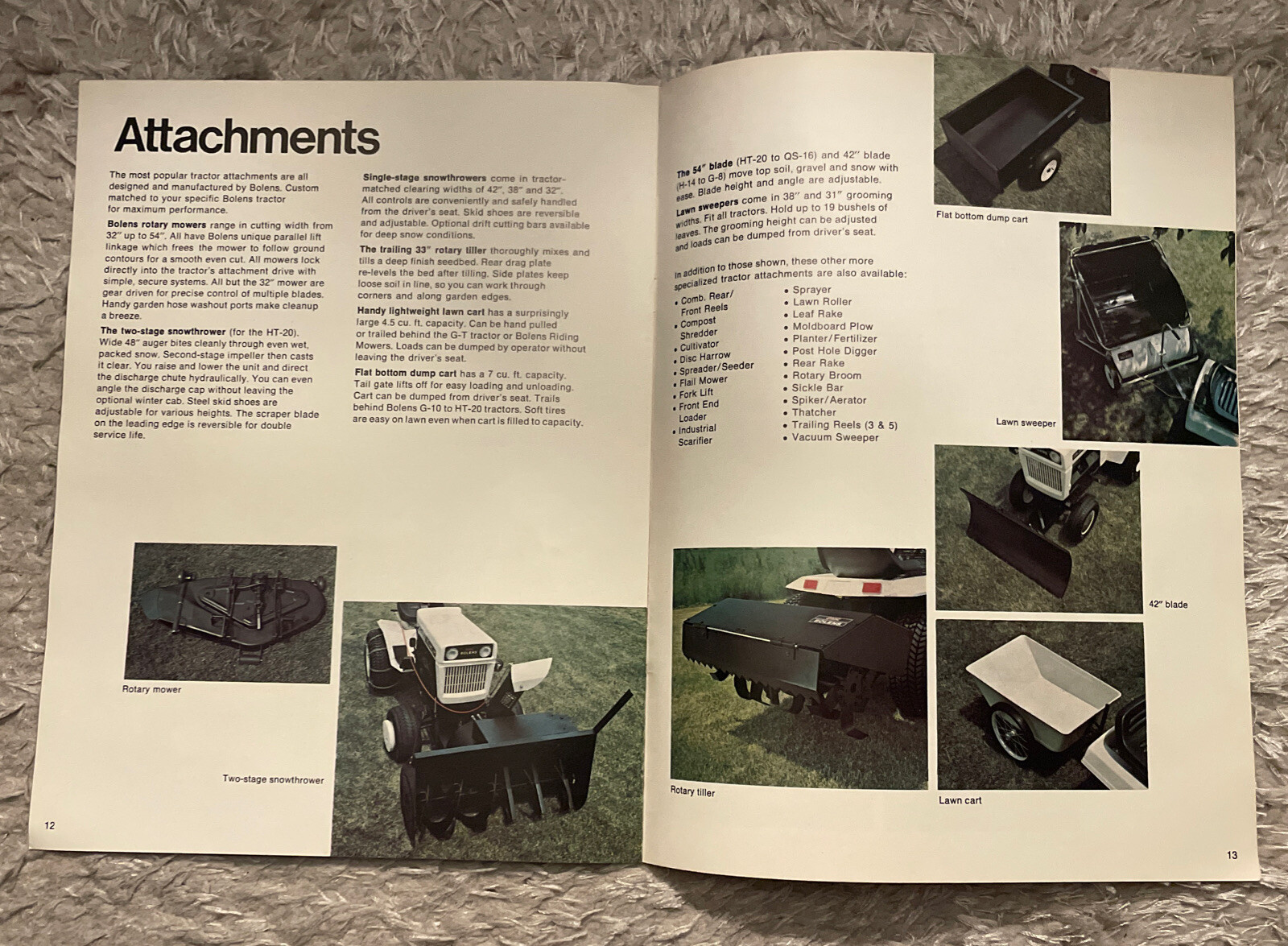 BOLENS LAWN GARDEN TRACTOR HT 20 QT QS 16 H 14 G 10 8 sales brochure