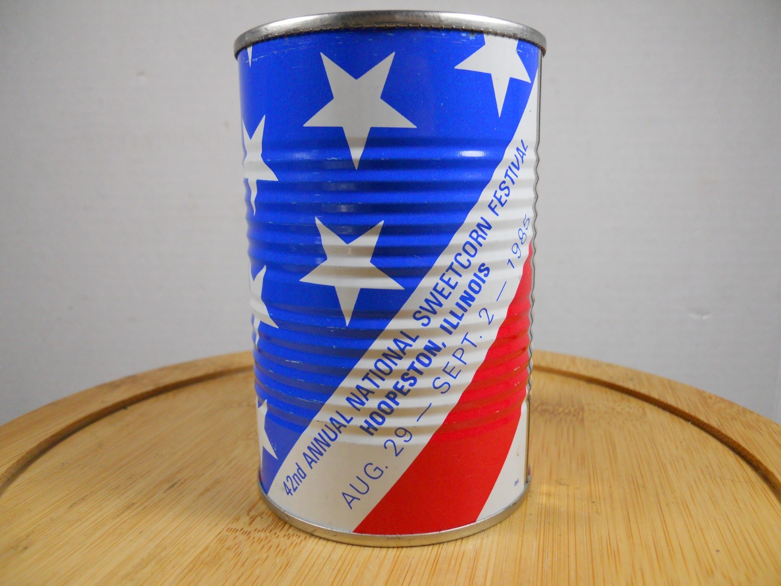 vintage 1985 Annual National Sweetcorn Festival Hoopston Illinois promo can