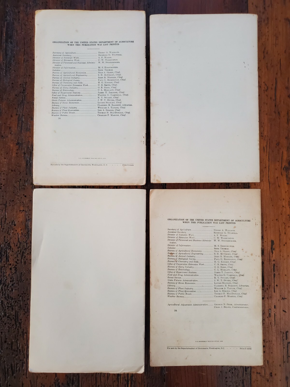 US Vintage Department of Agriculture Farmers Bulletin Lot of 4 Different (DA13)