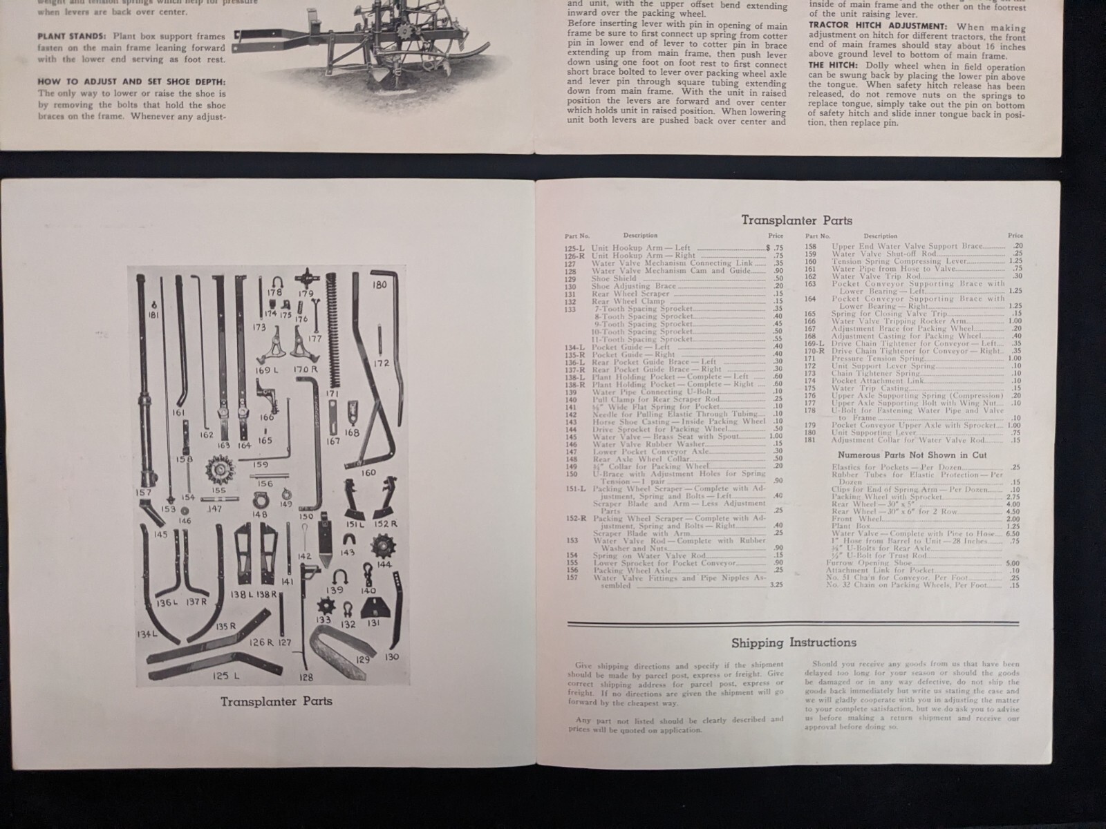 Original 1938 HOLLAND Mechanical Transplanter Operating Instructions Michigan