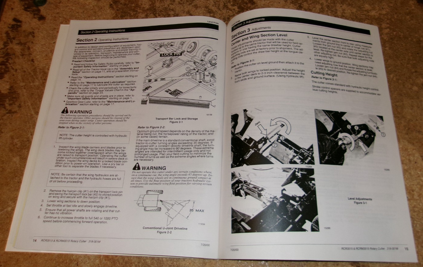 2000 RCR3515 + RCRM3515 rotary cutters operators manual good used