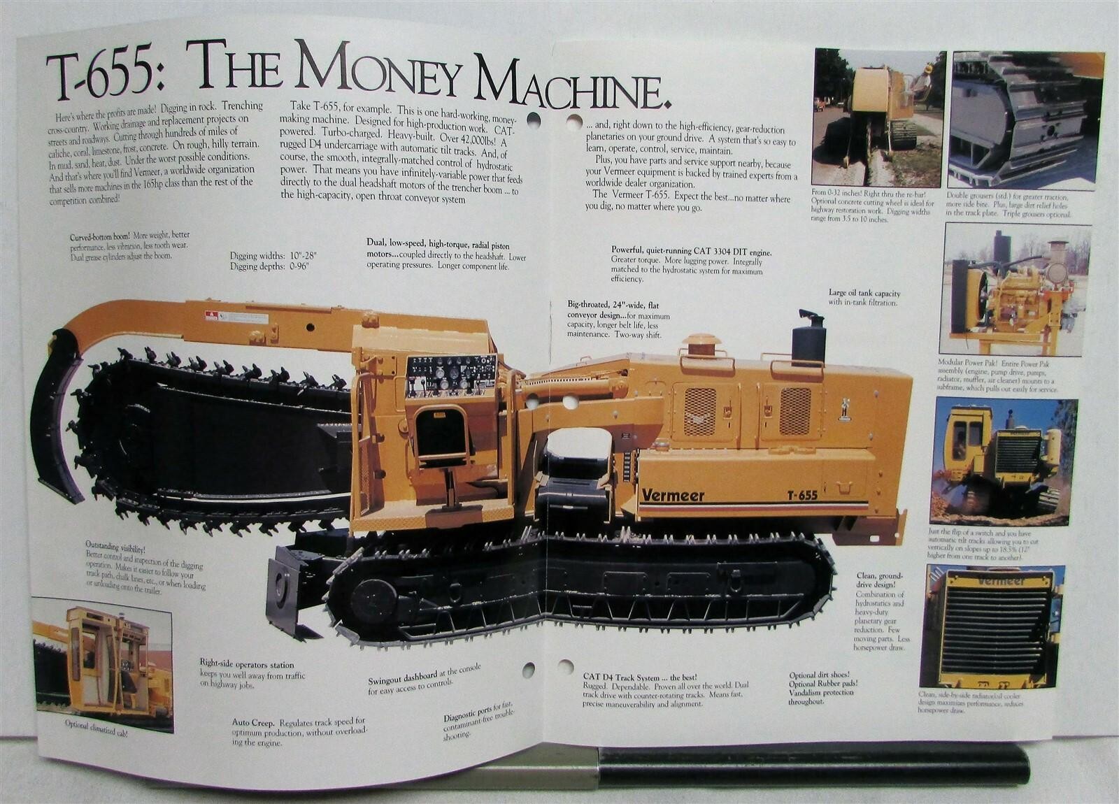 1992 Vermeer T-655 Trencher Construction Specs Sales Folder