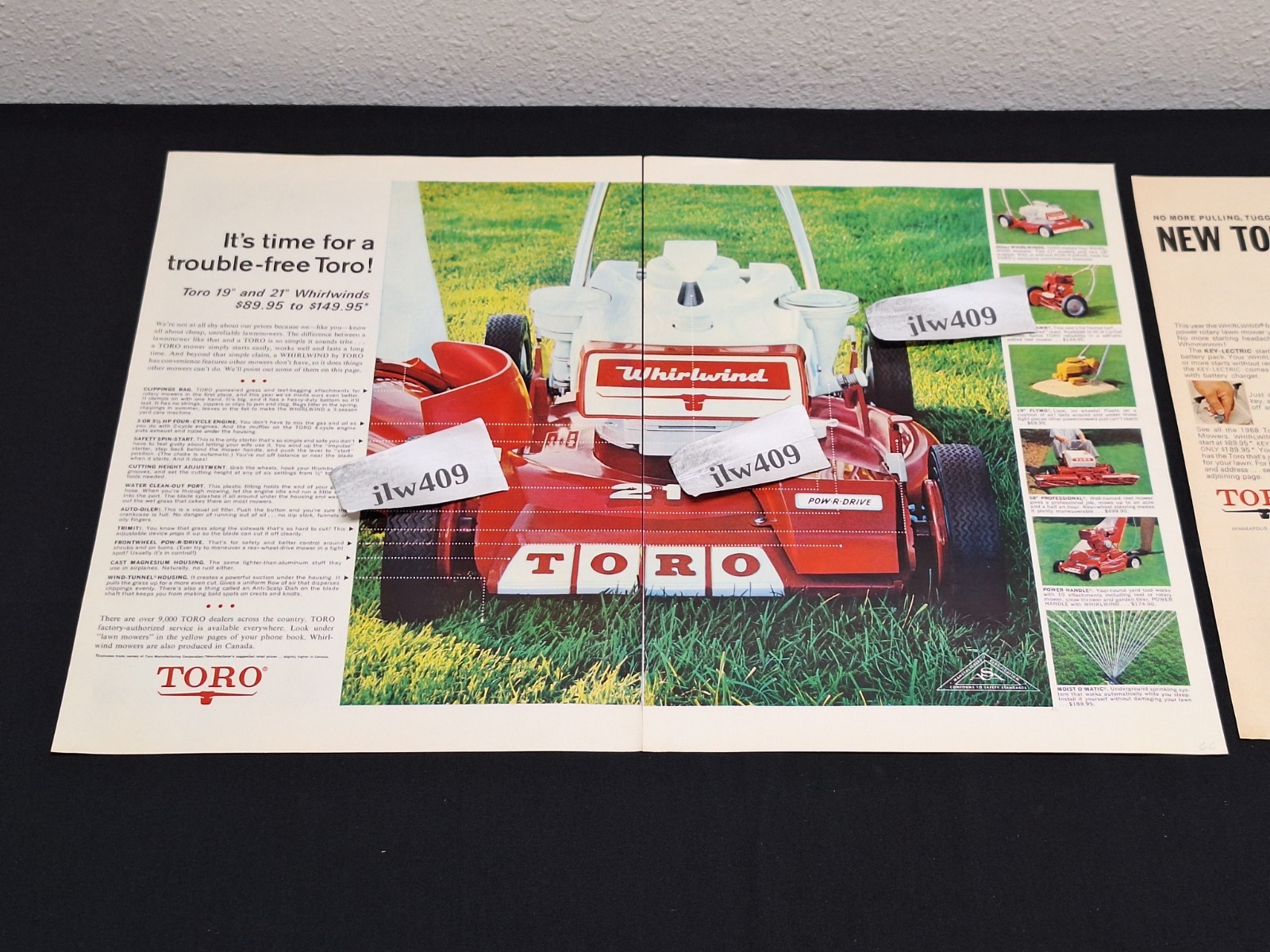1966 1968 TORO LAWN MOWER Original Print Ads Magazine