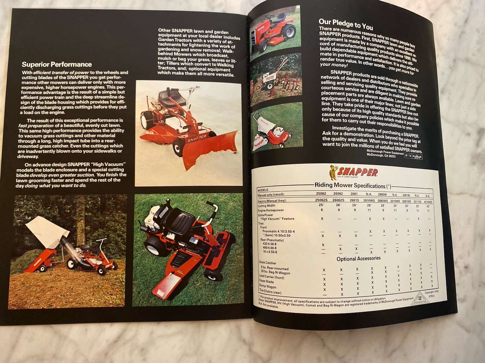 Vintage Snapper Riding Mowers Advertising Brochure 1983 Agriculture Original