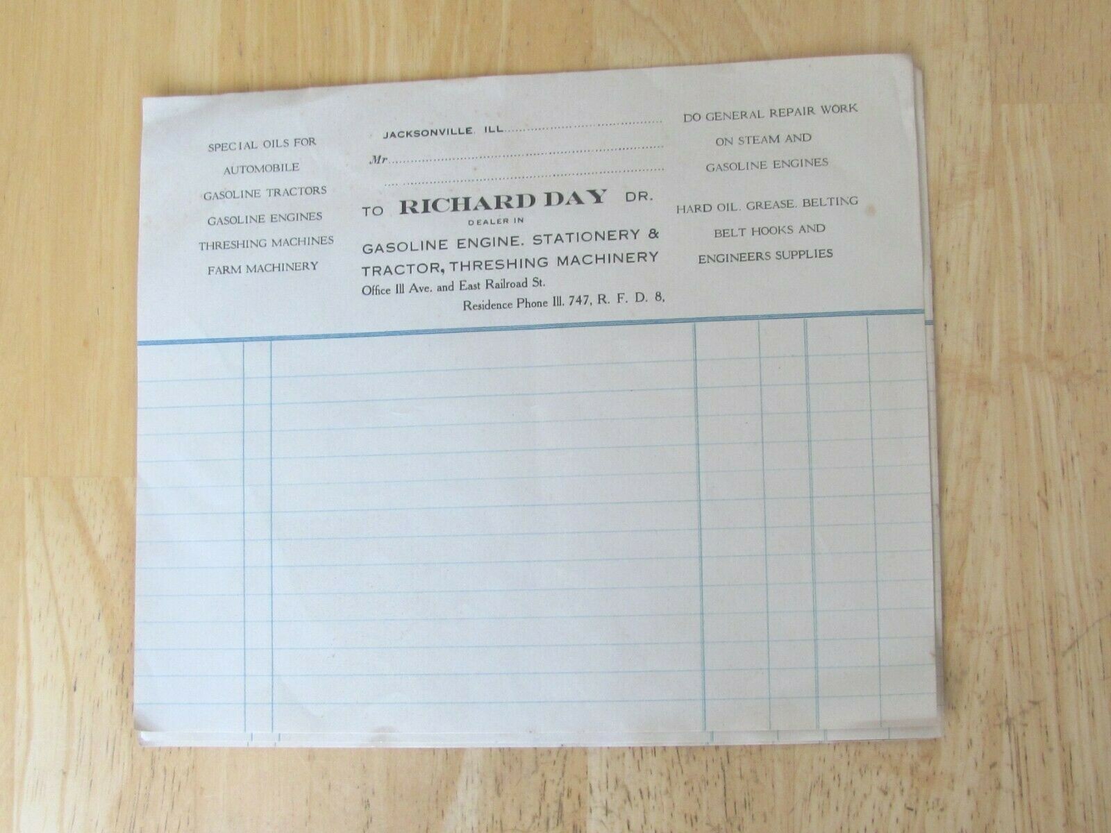 ANTIQUE 3 SALES FORM RICHARD DAY FARM TRACTOR EQUIPMENT DEALER JACKSONVILLE IL