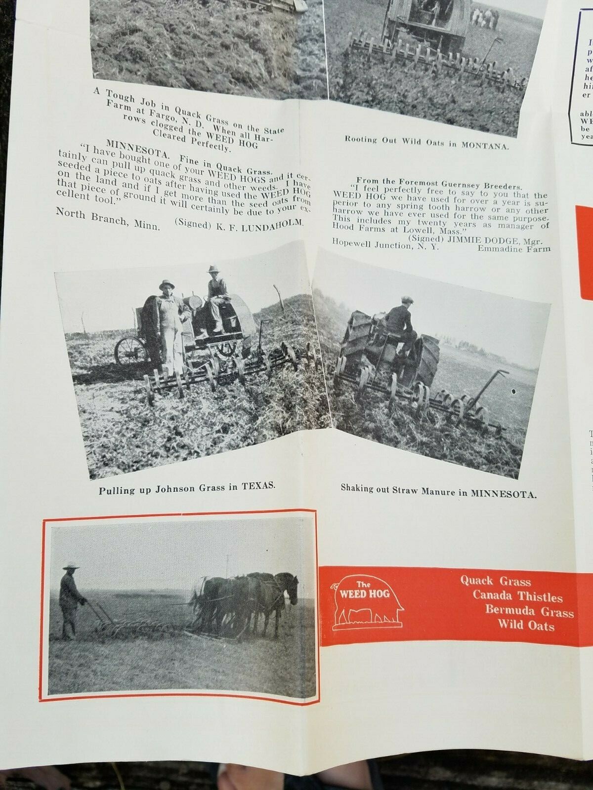 Old Farm Equipment Brochure Weed Hog Plow Harrow Babcock Mfg Leonardsville NY
