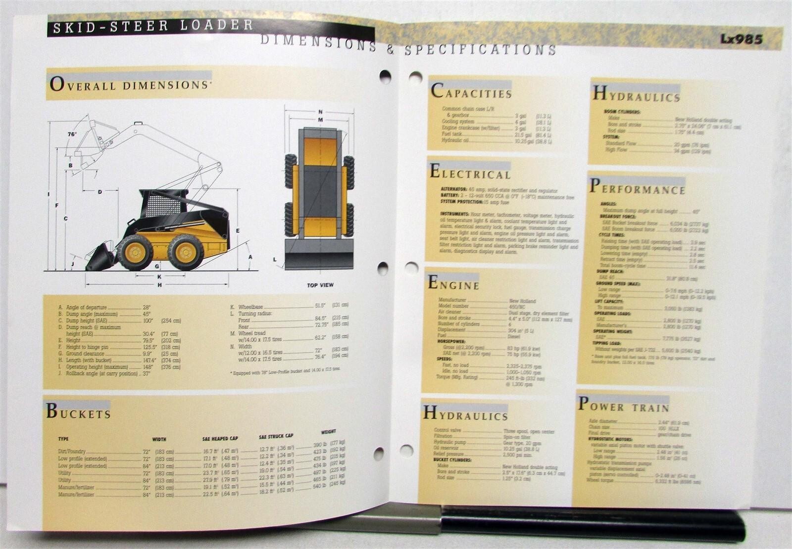 1998 New Holland Super Boom LX985 Skid Steer Loader Construction Sales Folder