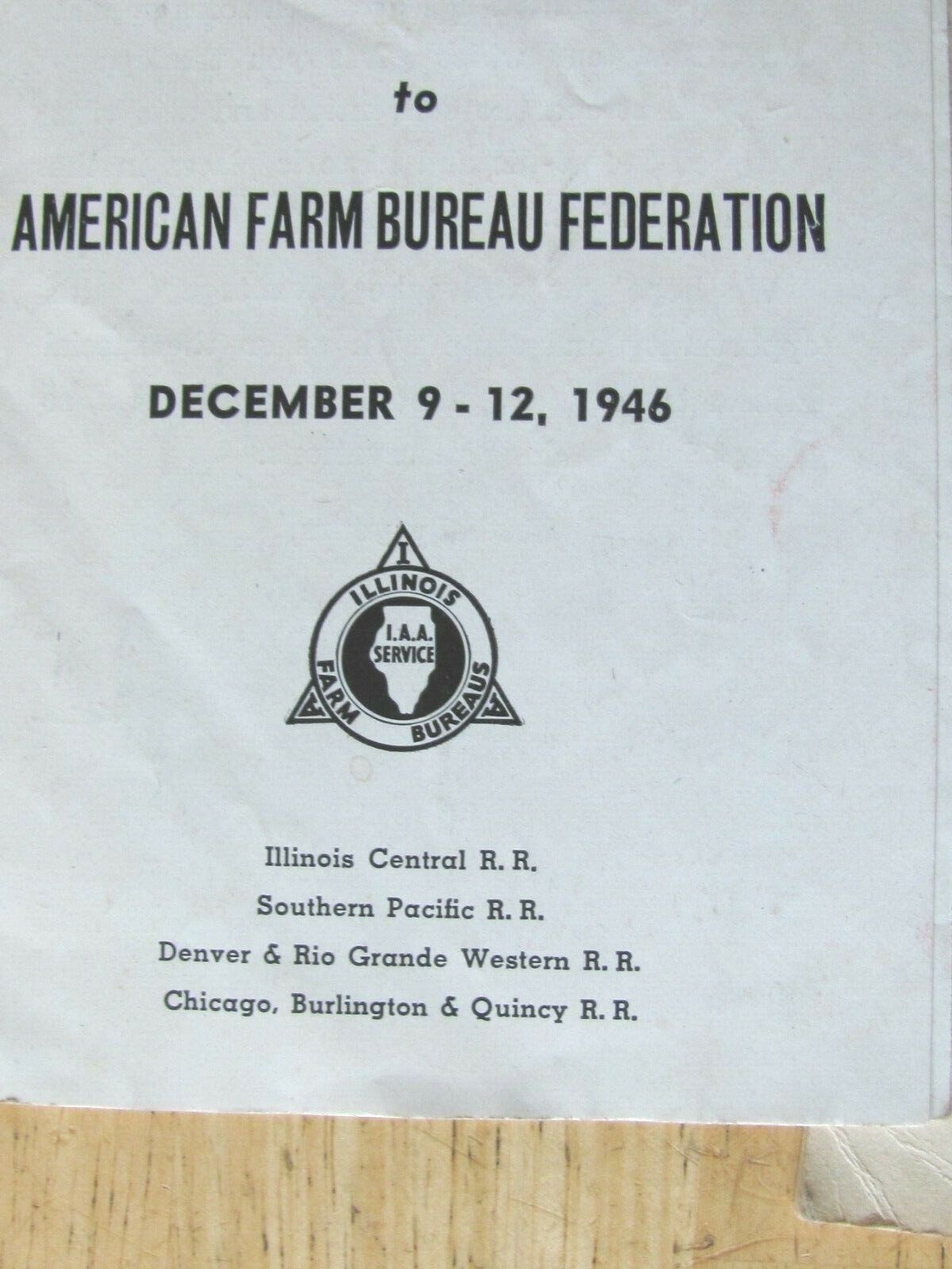1946 AMERICAN FARM BUREAU 28th MEET PROGRAM SANFRANCISCO CA & IL SPECIAL TRAIN