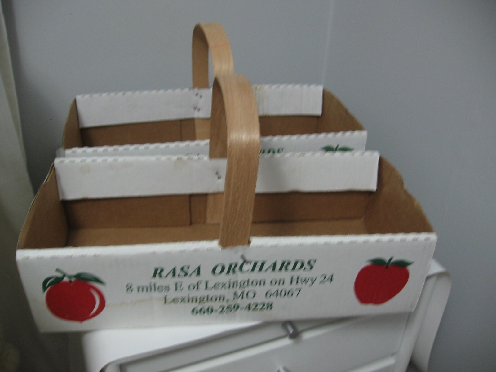 2 cardboard berry / fruit / garden baskets Rasa Orchards Lexington Mo.