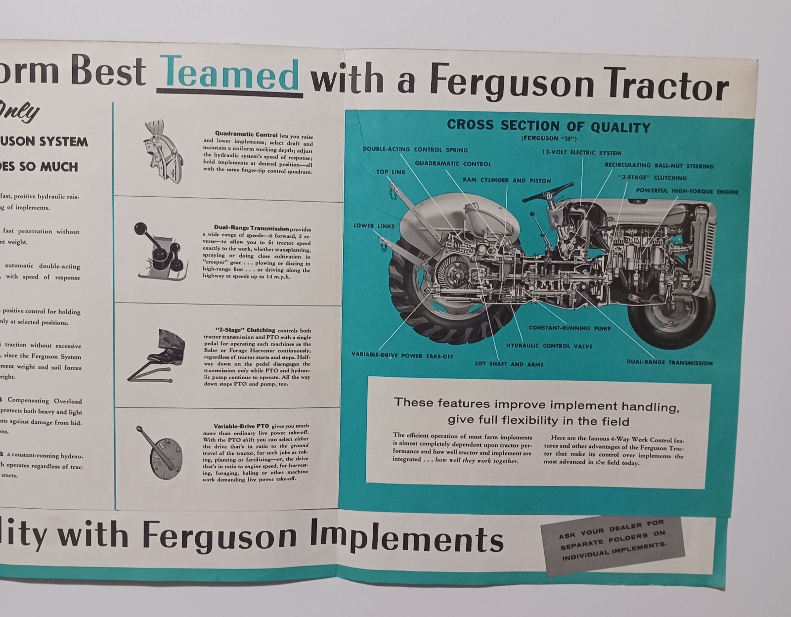 Vintage Farm Advertising Ferguson Implements Tractor Fold Out Mailer