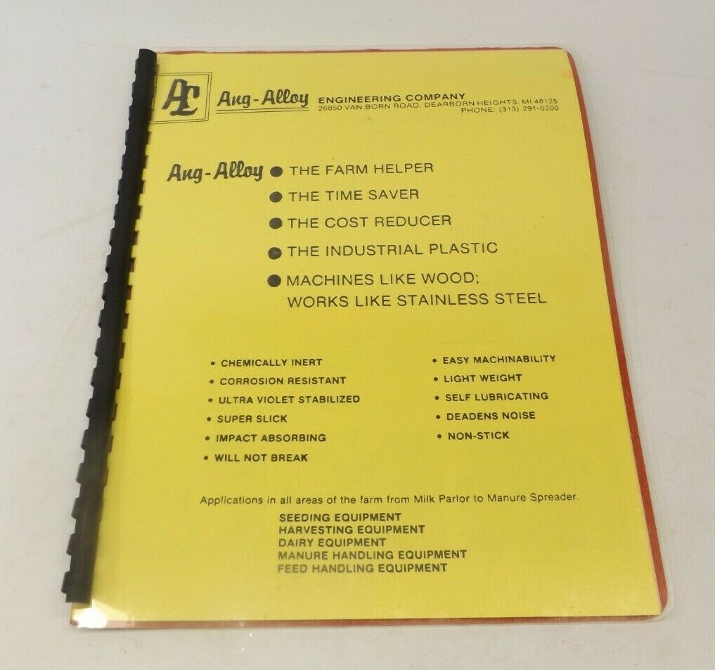 Ang-Alloy Engineering Company Dearborn Heights Michigan Farm Equipment Catalog