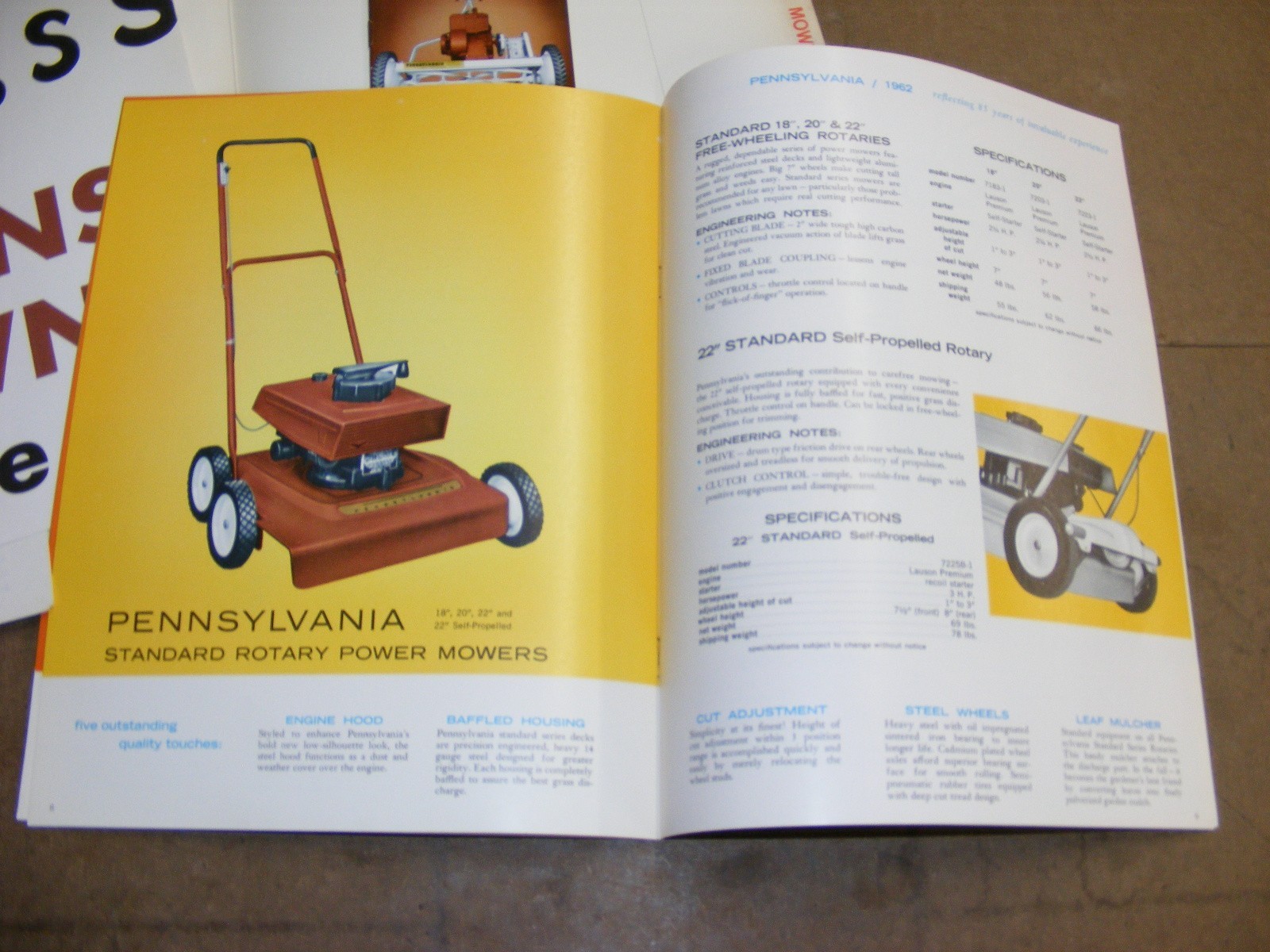 1962 Pennsylvania Mowers Advertising Folder , Sales Broshures Catalog NICE COND