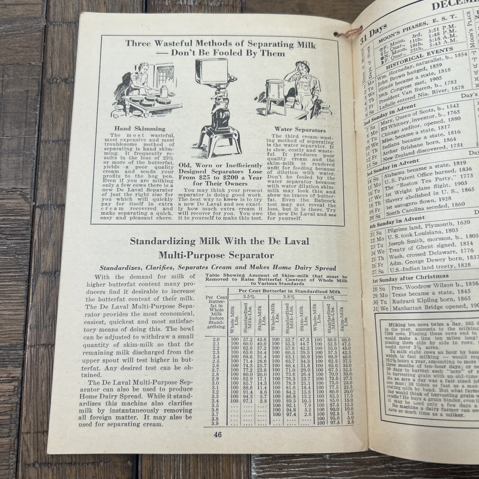 De Laval Handy Reference Yearbook 1941 George G Mill Implement Co. Montana.