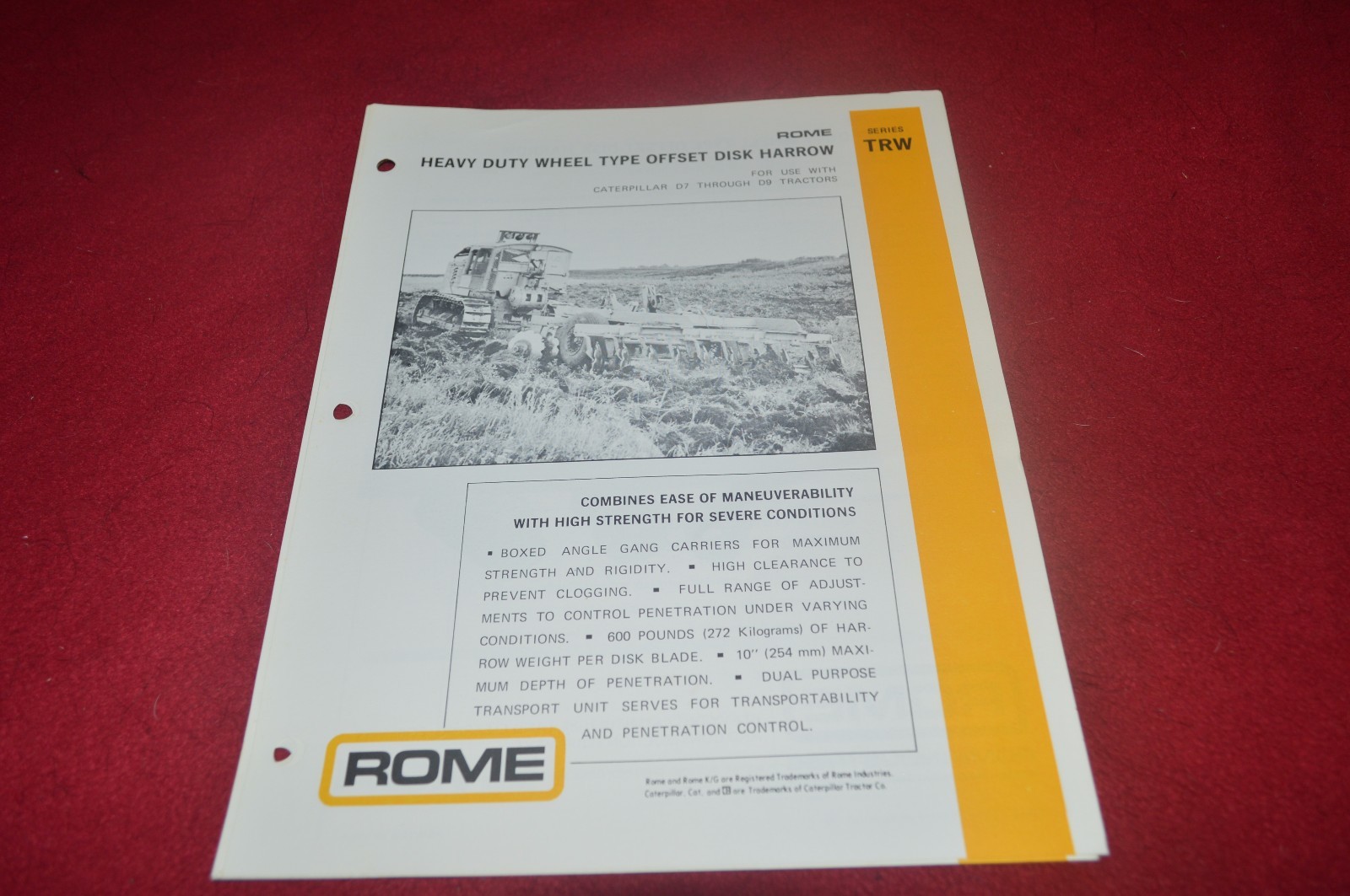 Rome TRW Offset Disk Harrow Dealer&rsquo;s Brochure CDIL