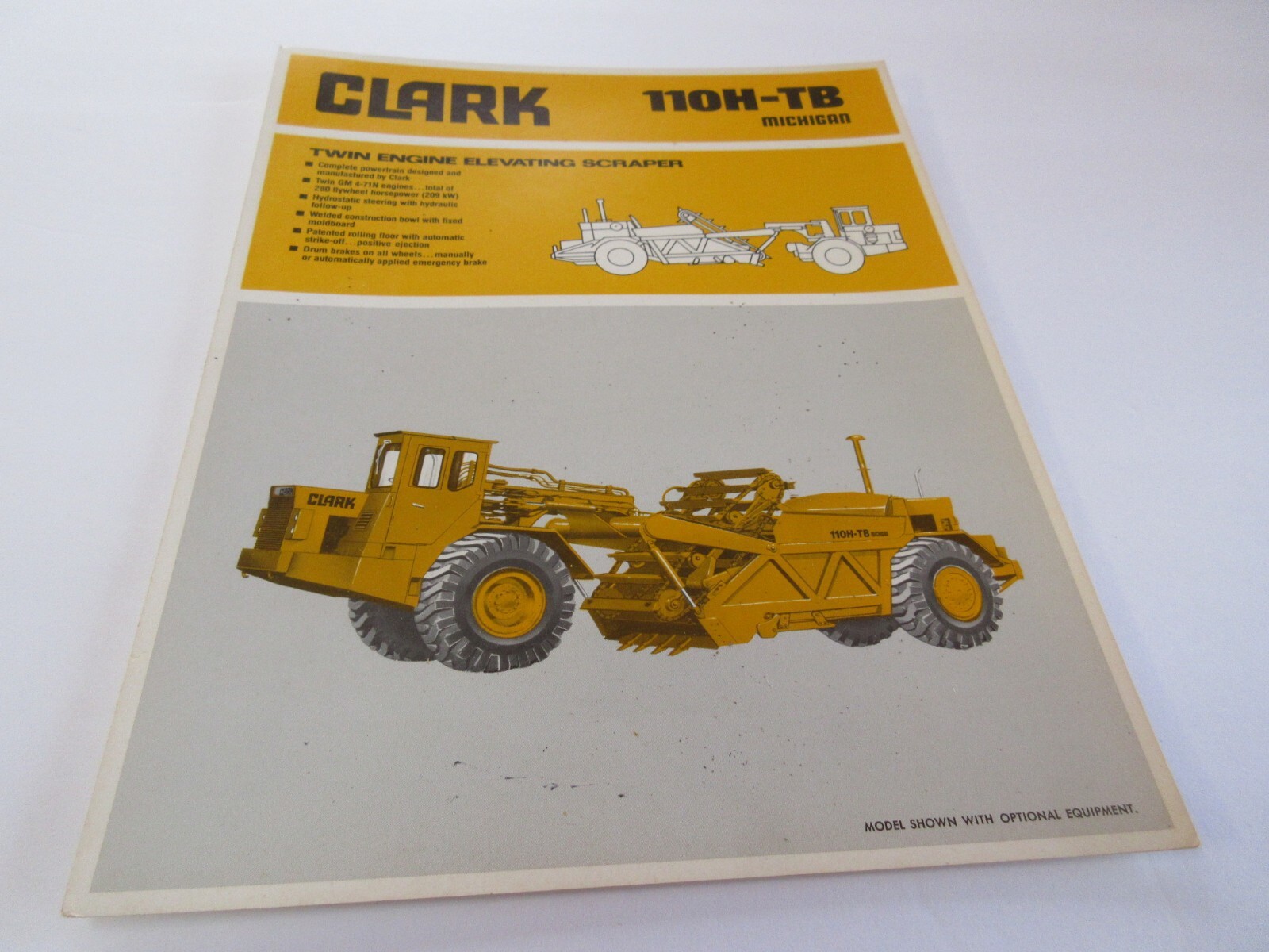 Clark Michigan 110H-TB Scraper Sales Brochure 4 Page