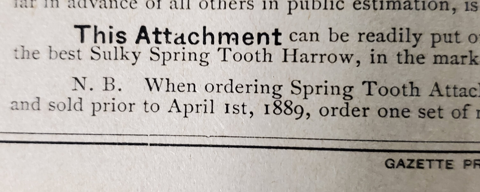 Fremont, Spring Tooth Cultivator, 1889, Broadside, Agriculture/Implement