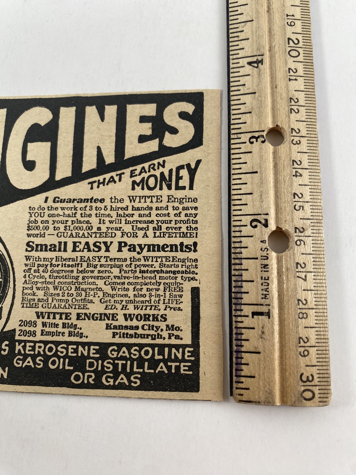 1927 Witte Engine Works Vintage Magazine Print Ad Old 20’s Farming Equipment