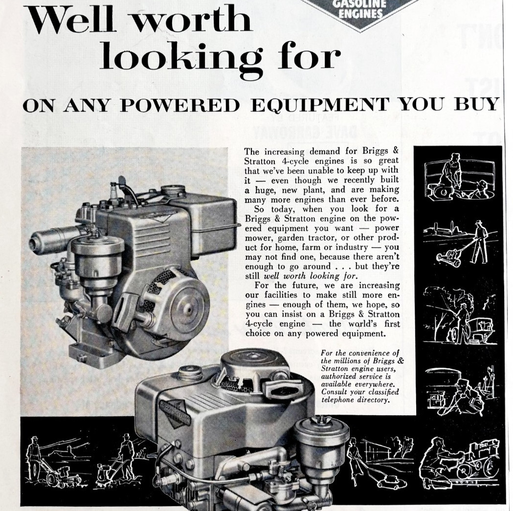1956 Briggs & Stratton Engines Advertisement 4 Cycle Gasoline Industrial DWWW13