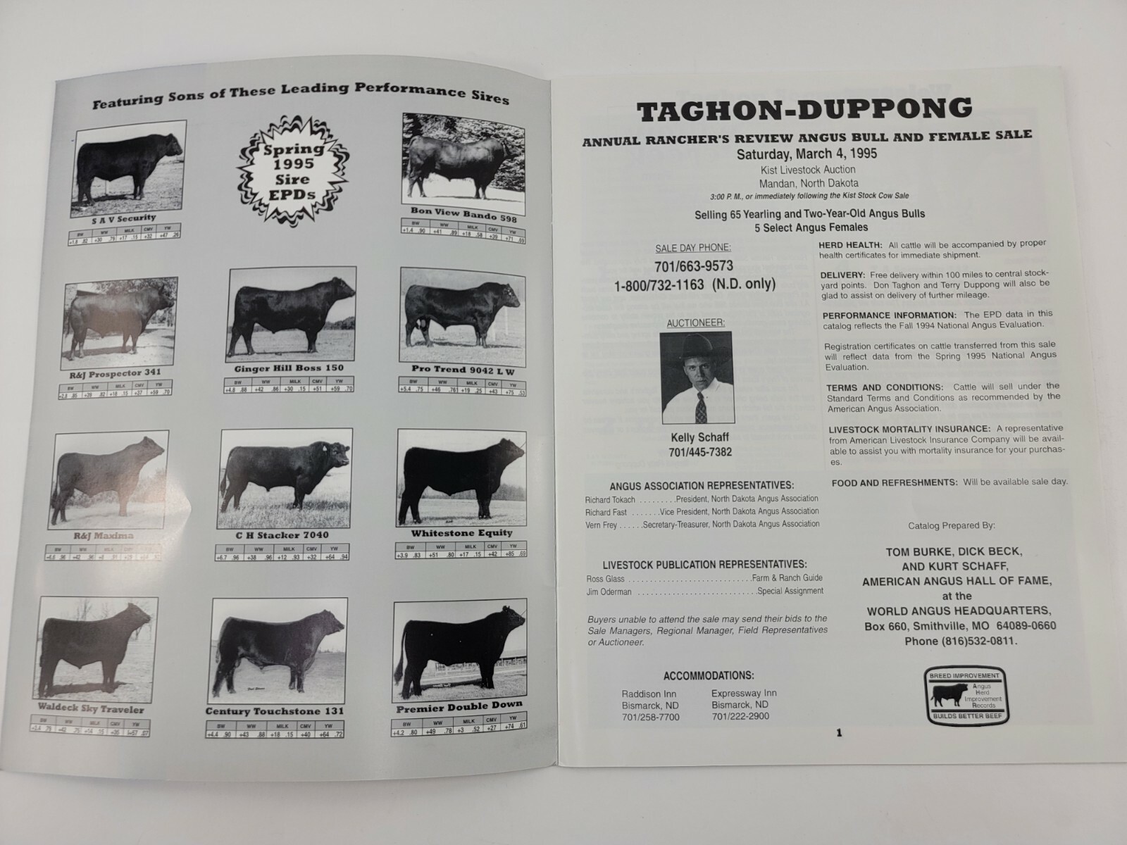 Taghon Angus / Duppong Bull Sale Ranchers Review Livestock Auction – Mandan 1995