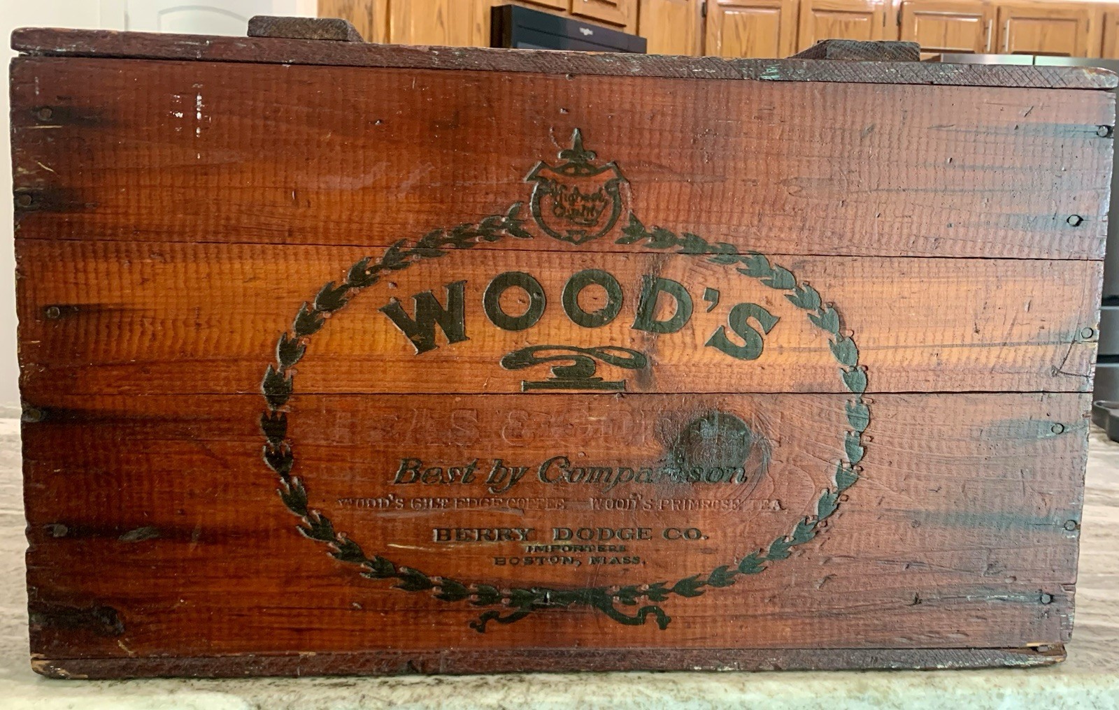 Wood&rsquo;s TEAS & COFFEE BOSTON Mass Wood CRATE Box Early 1900&rsquo;s