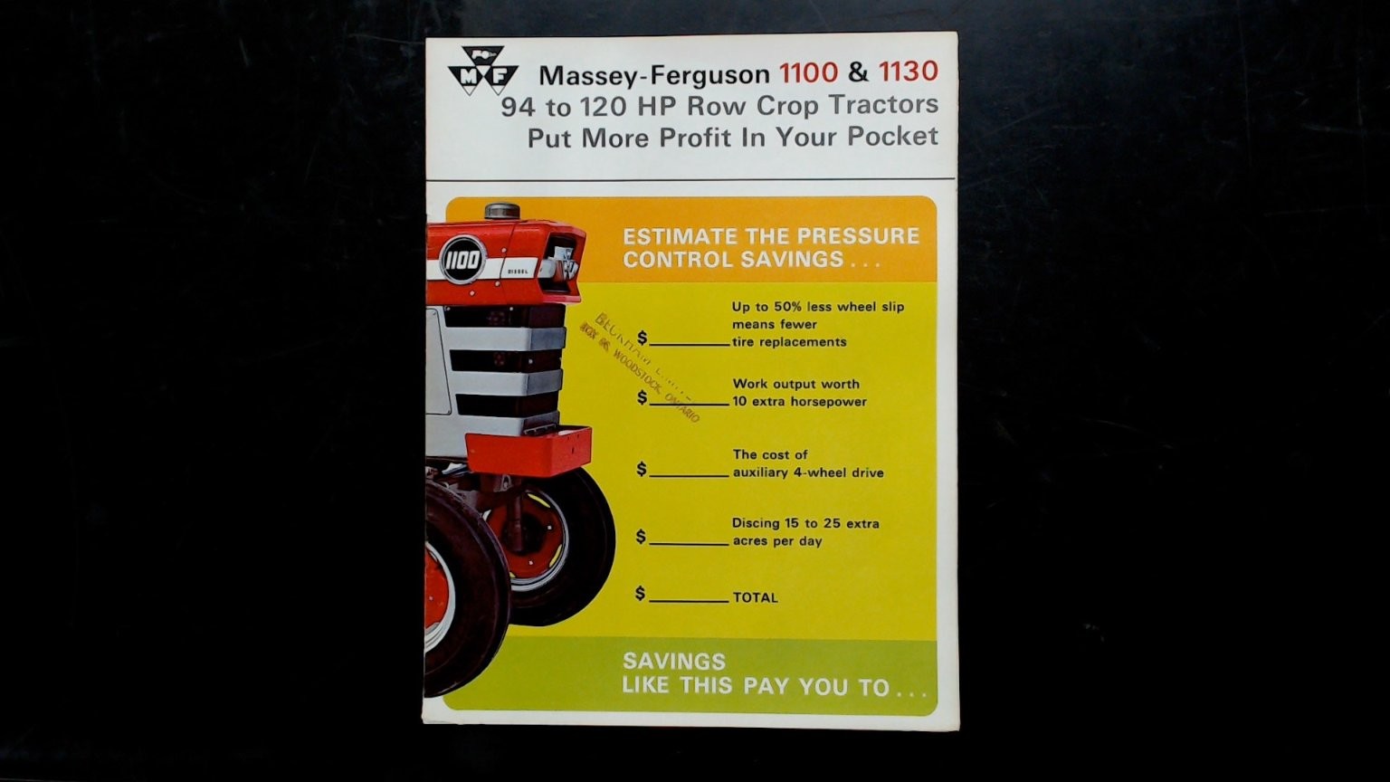 Massey-Ferguson 1100 1130 Tractor Brochure Vintage Agriculture 1960s