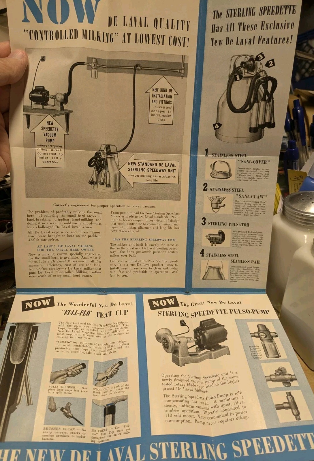 1950 New De Laval Sterling Speedette Milker Brochure Tilton & Son Whitehouse OH