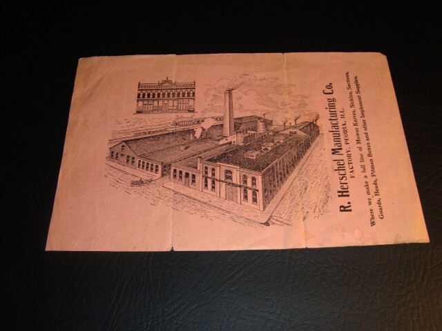 Circa 1900 Herschel Manufacturing Factory Scene Flyer, Peoria, Illinois