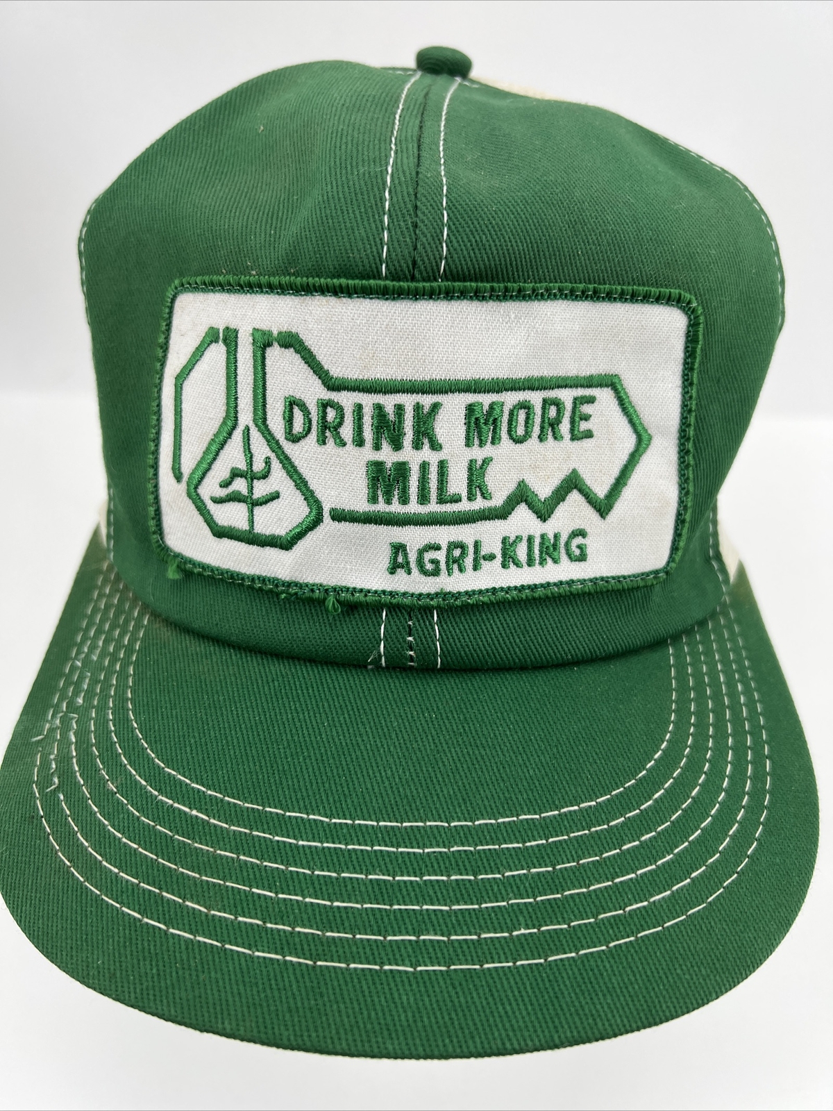 Vintage AGRI-KING KEY Patch Mesh Trucker HAT CAP Drink More Milk Green/White