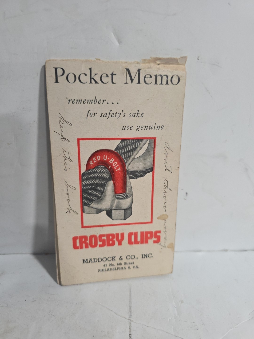 48-49 Pocket Memo Book Crosby Clips MADDOCK & CO., INC. Philadelphia PA