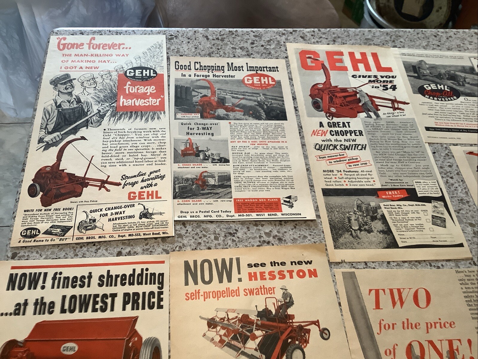 Lot of 12 Gehl Farming Agricultural Advertisement Tractor Farm Print Ads 1950-70
