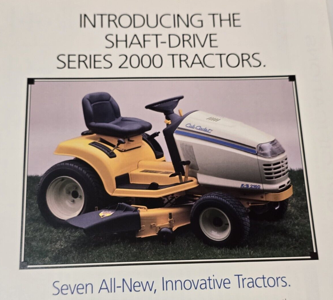 1993 Cub Cadet 2000 Series Ad Brochure Riding Mower Lawn Tractor Equipment Specs