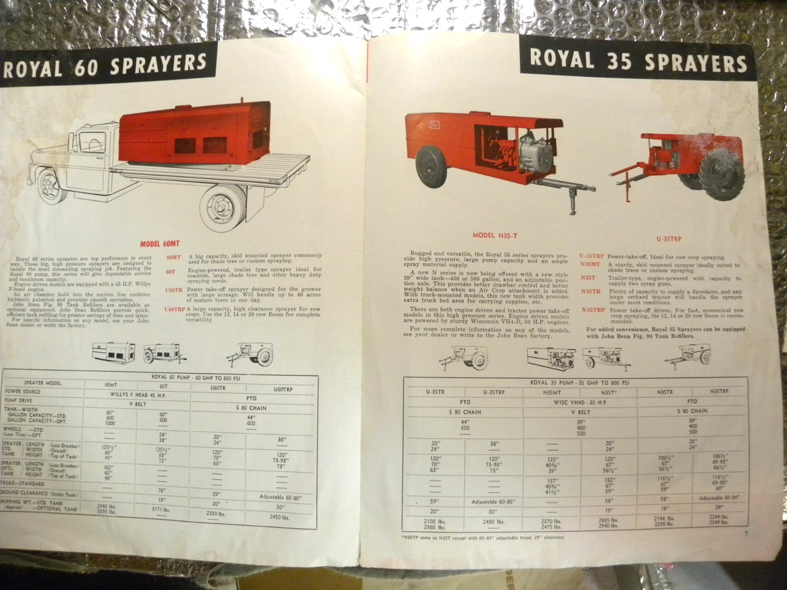 Vintage John Bean Brochure 8 pages Royal High Pressure Sprayers 60 GPM 35 GPM 23